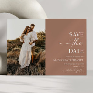 Moderne elegante Minimalistische Mocha Mousse Wedd Save The Date