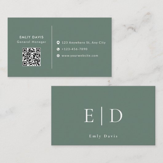 Moderne elegante minimalistische QR-Code Visitenka Visitenkarte (Vorne/Hinten)