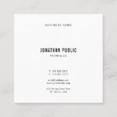 Moderne elegante Minimalistische Quadratische Visitenkarte (Rückseite)