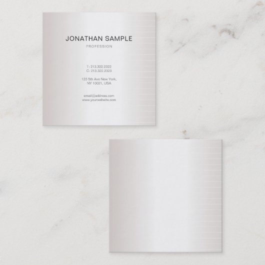Moderne Elegante Minimalistische Schlichte Imitate Quadratische Visitenkarte (Vorne/Hinten)