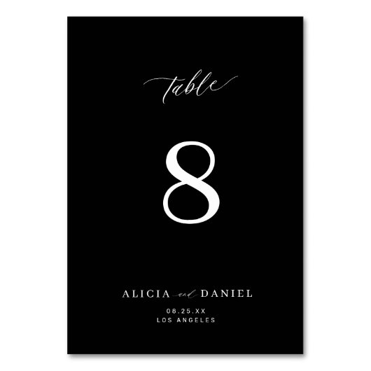 Moderne, elegante, minimalistische Schwarz-Weiß-Ho Tischnummer (Rückseite)