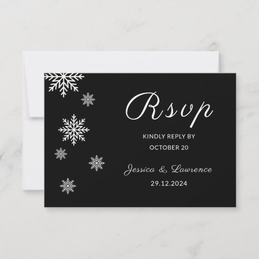 Moderne elegante Minimalistische Schwarze Winterho RSVP Karte (Vorderseite)