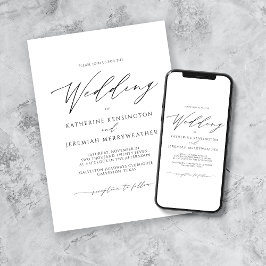 Moderne, elegante Minimalistische Script-Hochzeit Einladung