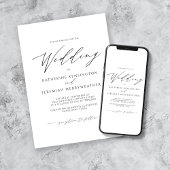 Moderne, elegante Minimalistische Script-Hochzeit Einladung