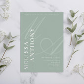 Moderne, elegante Minimalistische Silver and Sage  Folieneinladung