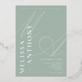 Moderne, elegante Minimalistische Silver and Sage  Folieneinladung (Vorderseite)