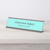 Moderne, elegante Minimalistische Vorlage Aquamari Schreibtischnamensplakette (Vorderseite )