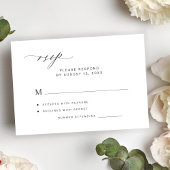 Moderne elegante minimalistische weiße Hochzeit RSVP Karte