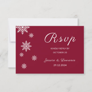 Moderne, elegante Minimalistische Winterhochzeit RSVP Karte