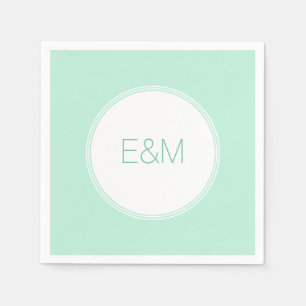 Moderne elegante mintgrüne Template-Monogramm Serviette