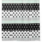 Moderne elegante Minzen-, Schwarz-u. weißeformen Duschvorhang (Vorderseite)