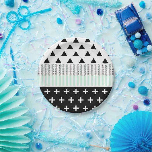 Moderne elegante Minzen-, Schwarz-u. weißeformen Pappteller (Party)