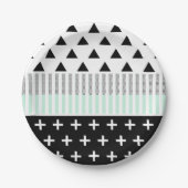 Moderne elegante Minzen-, Schwarz-u. weißeformen Pappteller (Vorderseite)