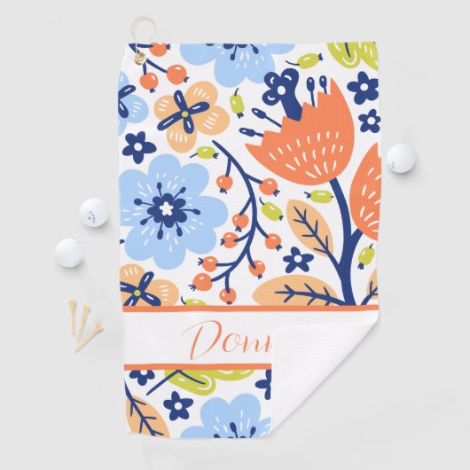 Moderne Elegante Mit Monogramm Blumen Golfhandtuch (Insitu)