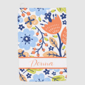 Moderne Elegante Mit Monogramm Blumen Golfhandtuch (Vorderseite)