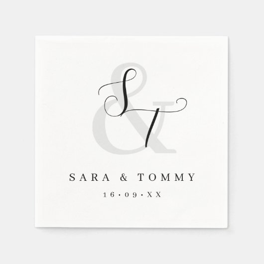 Moderne Elegante Mit Monogramm Einfache Hochzeit Serviette (Vorderseite)