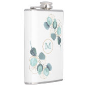 Moderne Elegante Mit Monogramm Eukalyptus Gold Flachmann (Rechts)