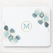 Moderne Elegante Mit Monogramm Eukalyptus Gold Mousepad (Vorne)