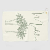 Moderne Elegante Mit Monogramm Palme Tree Golfhandtuch (Horizontal)