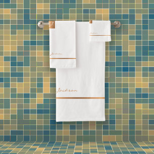Moderne, elegante, mit Monogramm Streifen in weiße Badhandtuch Set