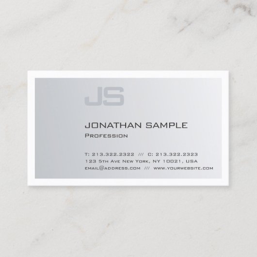 Moderne Elegante Mit Monogramm Trendy Silver Schli Visitenkarte (Vorderseite)