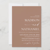 Moderne elegante Mocha Mousse Brown Wedding Einladung (Vorderseite)