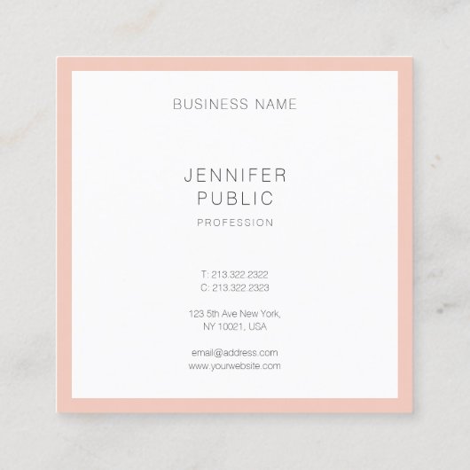 Moderne Elegante Moderne, einfache Berufliche Vorl Quadratische Visitenkarte (Rückseite)
