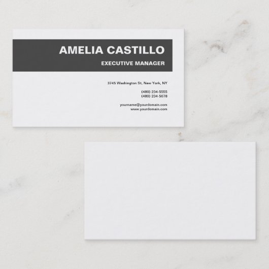 Moderne Elegante Moderne Grau Weiß Visitenkarte (Vorne/Hinten)