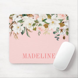 Moderne elegante, moderne Watercolor Magnolias Mousepad