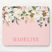 Moderne elegante, moderne Watercolor Magnolias Mousepad (Vorne)