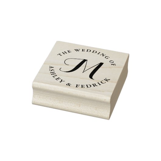 Moderne, elegante Mongram Bride Groom Wedding Gummistempel (Stempel)