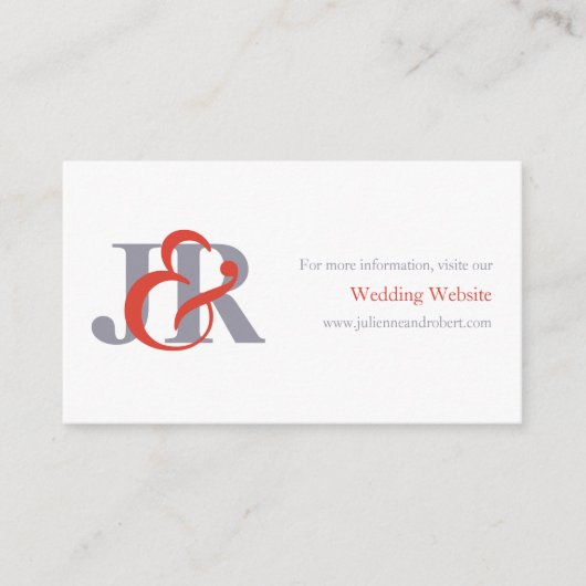 Moderne, elegante Mongram Wedding Website Card Begleitkarte (Vorderseite)