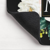 Moderne, elegante Monogram Aquarell floral Mousepad (Ecke)