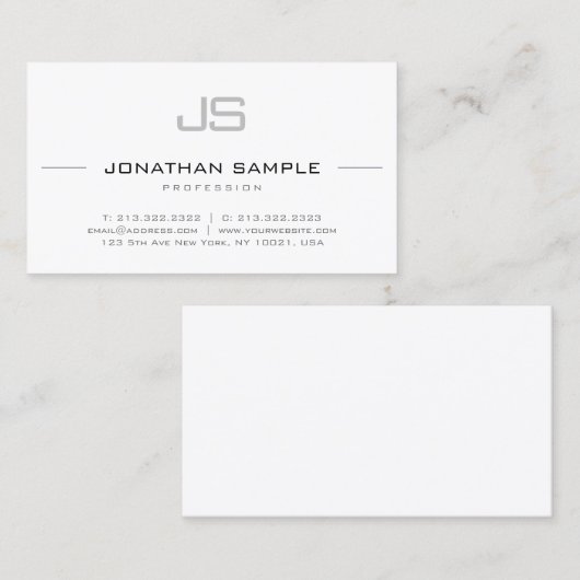 Moderne elegante Monogram Beruflich Einfach Schlic Visitenkarte (Vorne/Hinten)