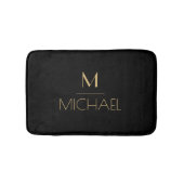 Moderne elegante Monogram Black & Gold Bath Mat Badematte (Vorderseite)