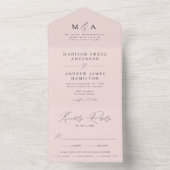 Moderne, elegante Monogram-Blush-Hochzeit All In One Einladung (Innen Boden)