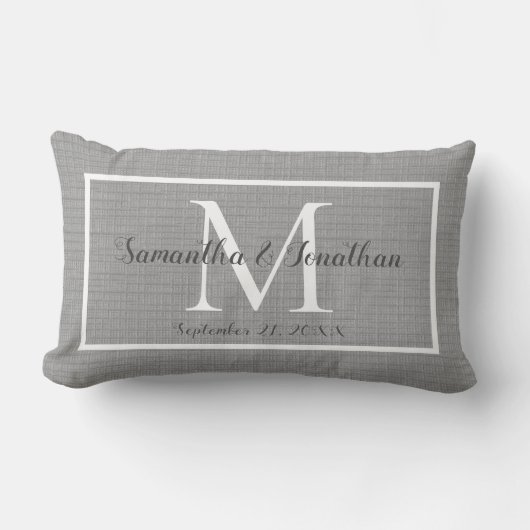 Moderne elegante Monogram Chic Gray Wedding Keepak Lendenkissen (Vorderseite)