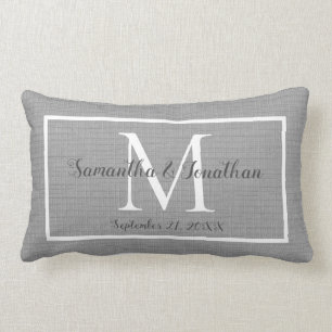 Moderne elegante Monogram Chic Gray Wedding Keepak Lendenkissen