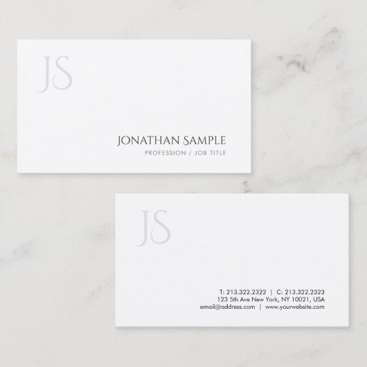 Moderne elegante Monogram-einfache Designvorlage Visitenkarte (Vorne/Hinten)