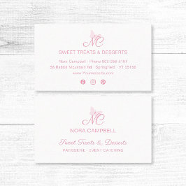 Moderne elegante Monogram Girly Baby Pink Butterfl Visitenkarte