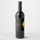 Moderne, elegante Monogram Gold Black Imitats Foil Weinetikett (Vorderseite)