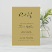 Moderne elegante Monogram Gold Black Wedding Einladung (Stehend Vorderseite)