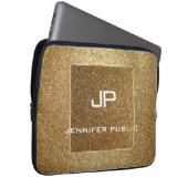 Moderne, elegante Monogram Gold Glitzer Template Laptopschutzhülle (Vorne Rechts)