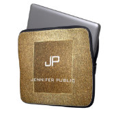 Moderne, elegante Monogram Gold Glitzer Template Laptopschutzhülle (Vorderseite Links)