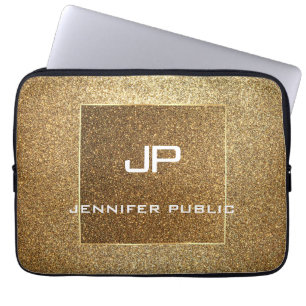 Moderne, elegante Monogram Gold Glitzer Template Laptopschutzhülle