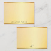 Moderne elegante Monogram Gold Look Template Mitteilungskarte (Vorne/Hinten)