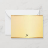 Moderne elegante Monogram Gold Look Template Mitteilungskarte (Rückseite)