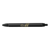 Moderne elegante Monogram Gold Script Black Kugelschreiber (Vorderseite)