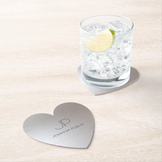 Moderne elegante Monogram Gold Silver Trendy Untersetzer (Vor Ort)