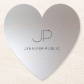 Moderne elegante Monogram Gold Silver Trendy Untersetzer (Vorderseite)